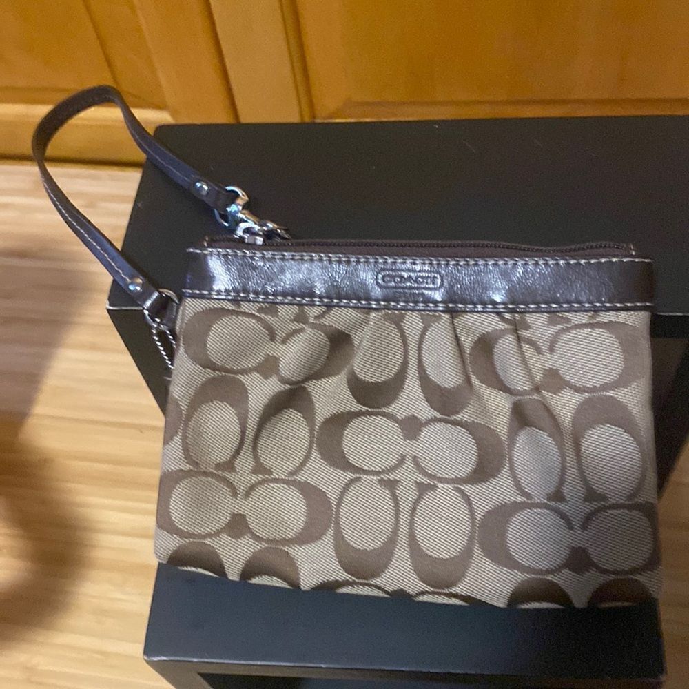 Coach canvas logo wristlet